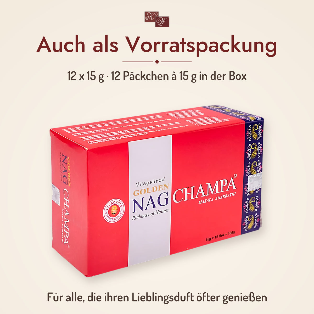 Golden Nag Champa Räucherstäbchen – Vorratspackung