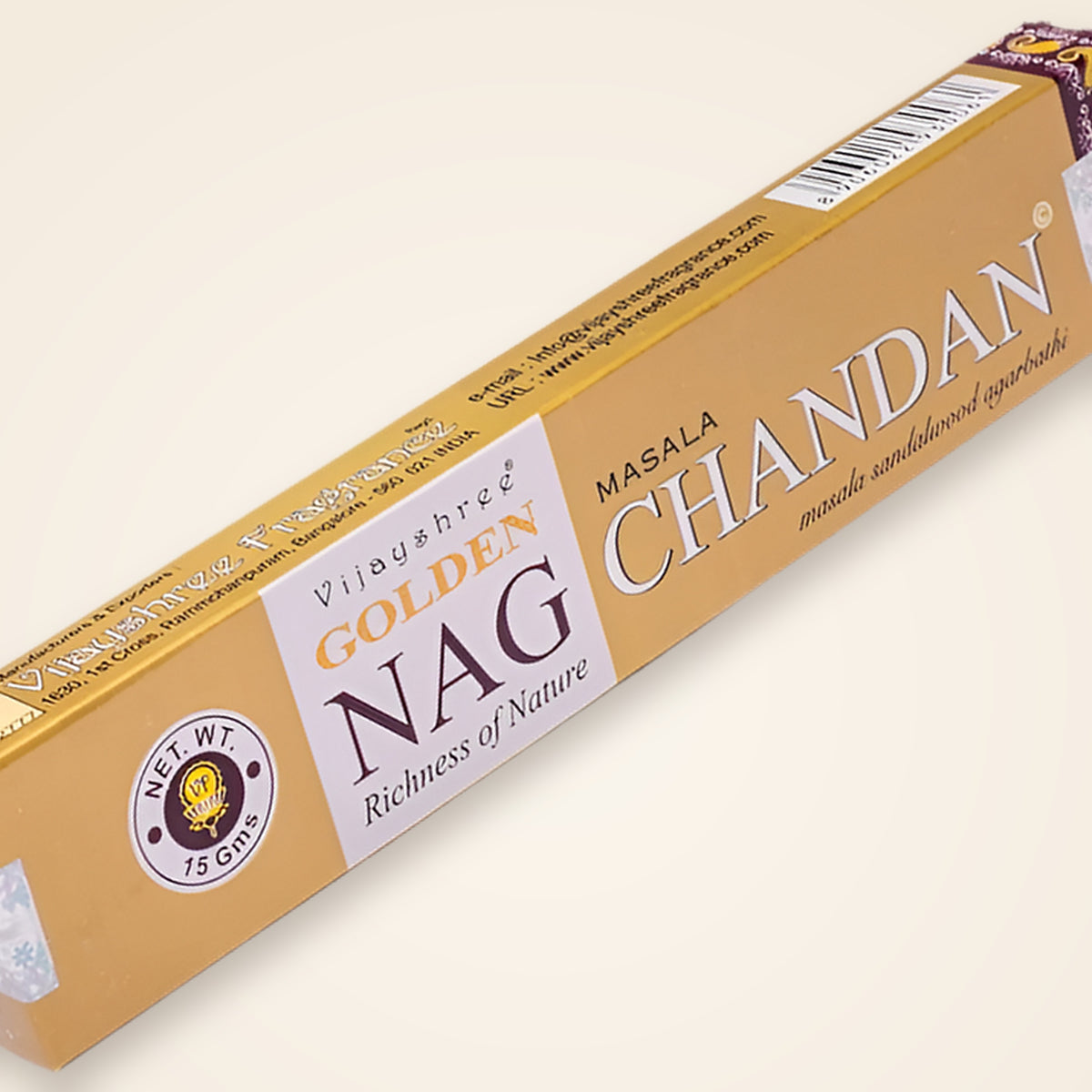Golden Nag Chandan Räucherstäbchen – Packung in der Nahansicht