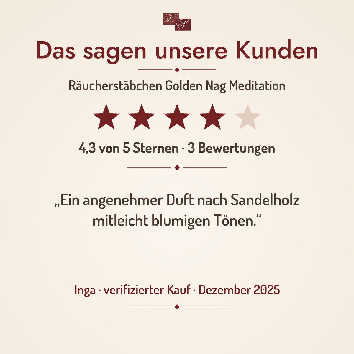 Golden Nag Meditation Räucherstäbchen – Kundenstimme