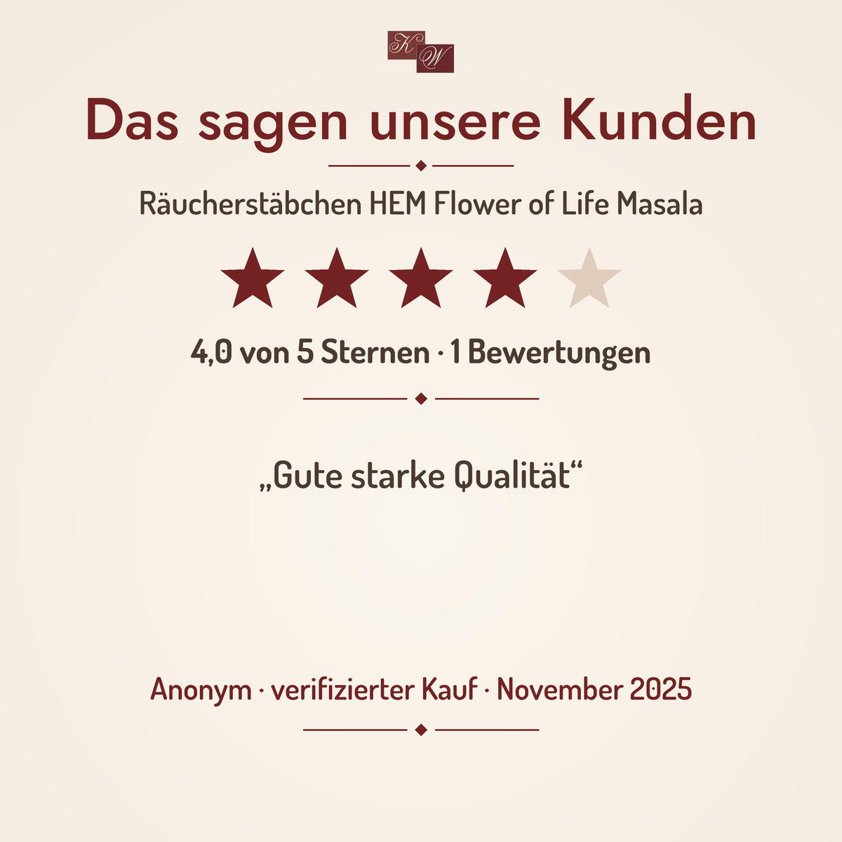 HEM Flower of Life Masala Räucherstäbchen – Kundenstimme