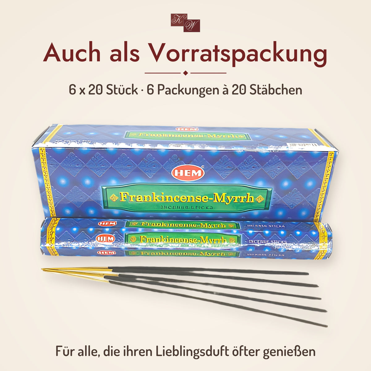 HEM Frankincense-Myrrhe Räucherstäbchen – Vorratspackung