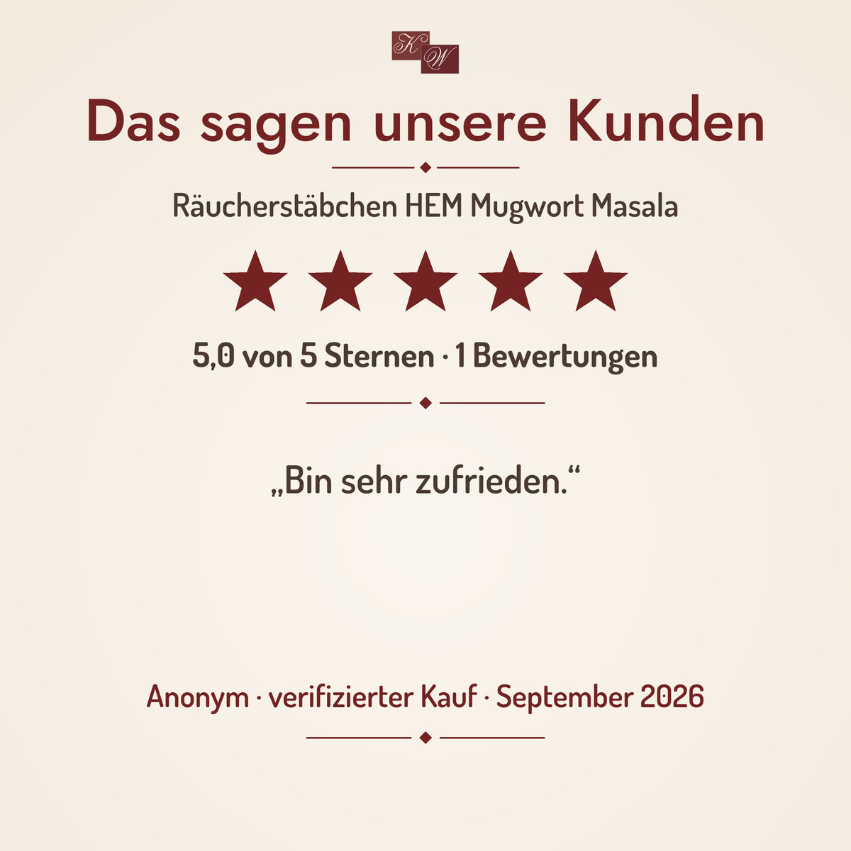 HEM Mugwort Masala Räucherstäbchen – Kundenstimme
