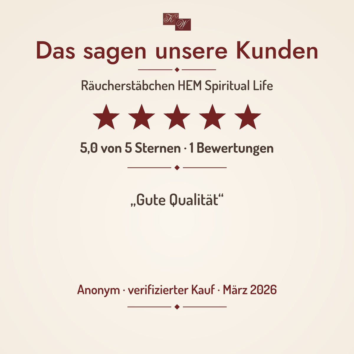 HEM Spiritual Life Räucherstäbchen – Kundenstimme