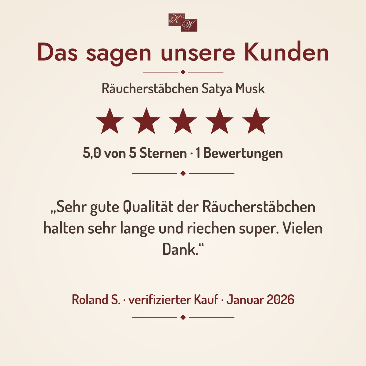 Satya Musk Räucherstäbchen – Kundenstimme