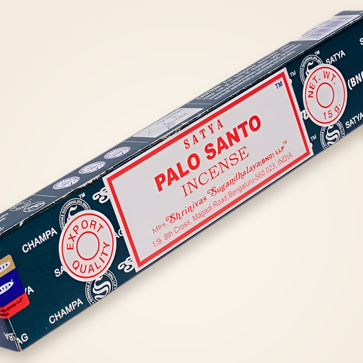 Satya Palo Santo Räucherstäbchen – Packung in der Nahansicht