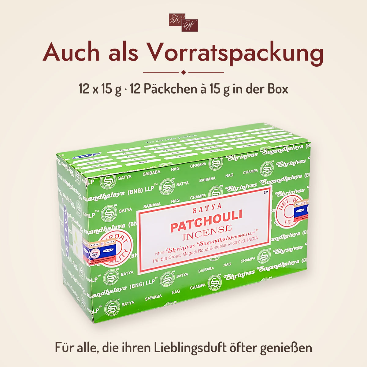 Satya Patchouli Räucherstäbchen – Vorratspackung