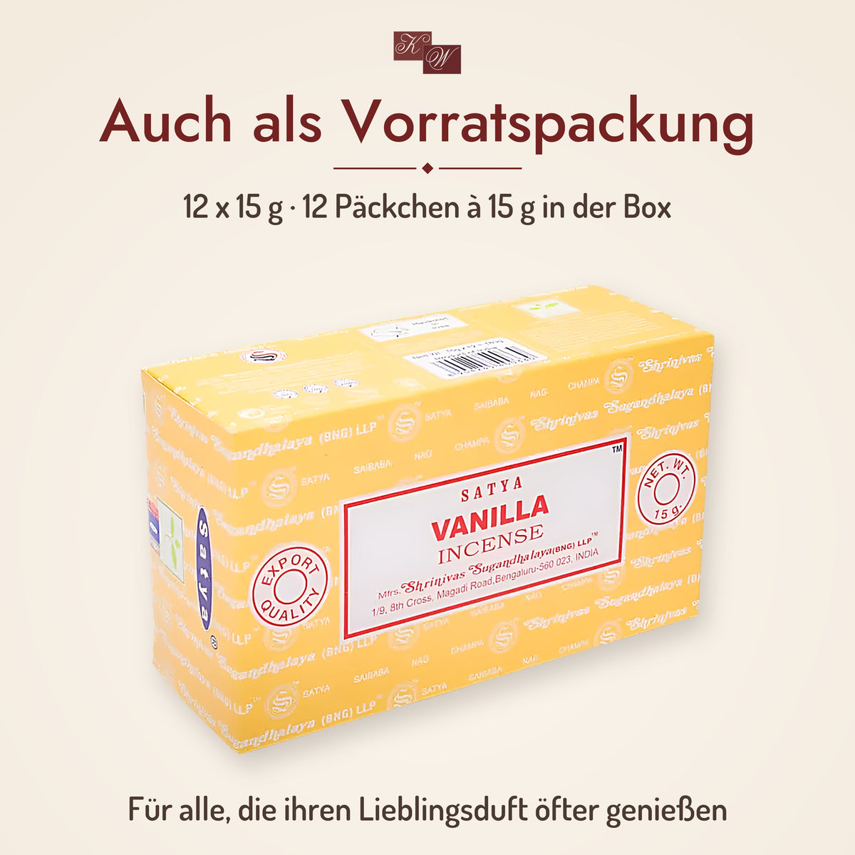 Satya Vanille Räucherstäbchen – Vorratspackung