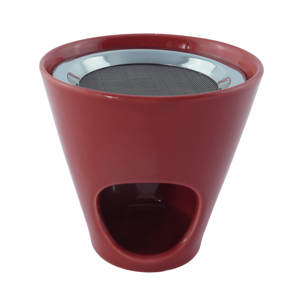 Geschenkset Räucherstövchen rot, mit Sieb, Weihrauch Oman Al-Hojari und Weihrauch Athos Rosen