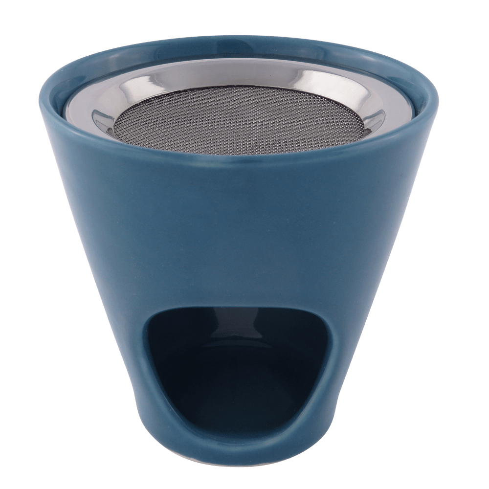 Fair Trade: 2-tlg. Räucherstövchen Keramik Farbe metallblau