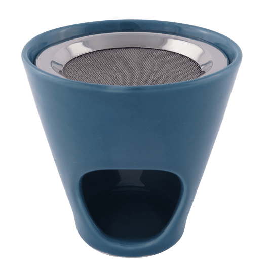 Fair Trade: 2-tlg. Räucherstövchen Keramik Farbe metallblau