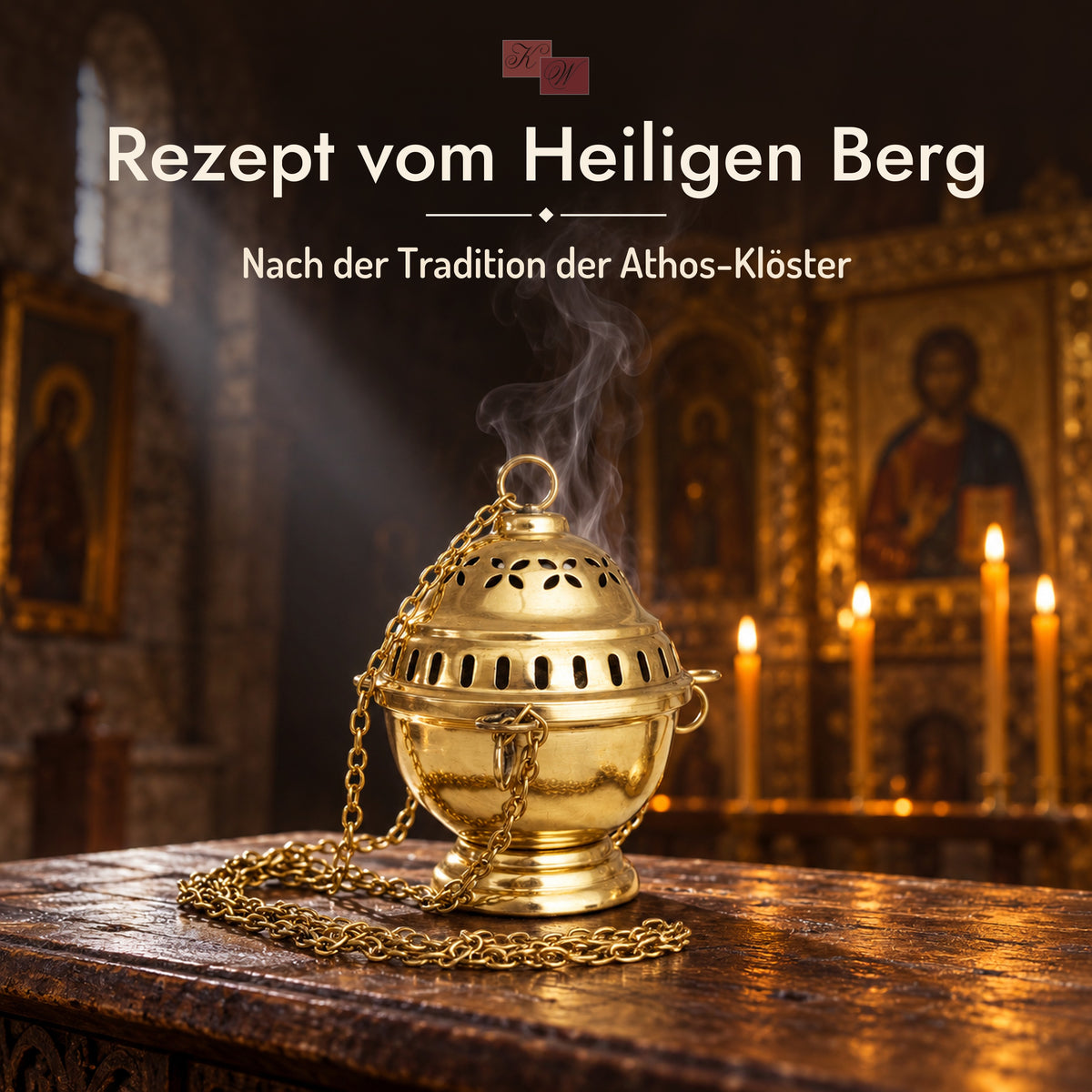 Athos-Weihrauch – Rezept vom Heiligen Berg, Weihrauchfass in der Klosterkapelle