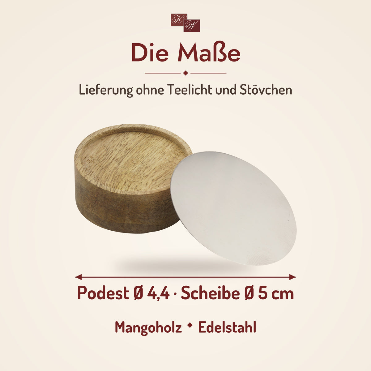 Zubehörset Podest und Metallscheibe – Maße