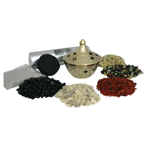 Räucherset mit Weihrauchschale Messing D 7cm