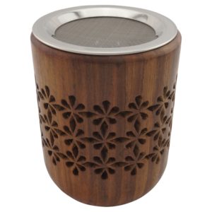 Räucherstövchen Sheesam aus indischem Holz – H 13cm – mit Edelstahlsieb & Metallscheibe – Ideal für Weihrauch & Kräuter – Bild 2