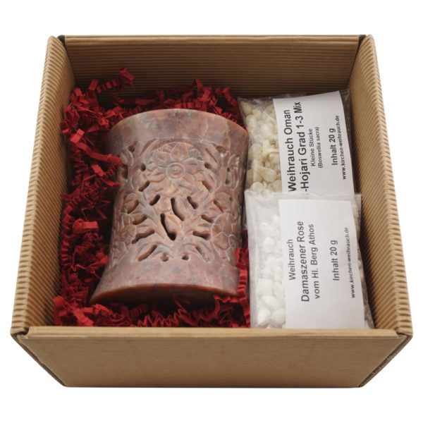 Geschenkset Räucherstövchen Keramik MARIS mit Metallsieb und Metallscheibe 