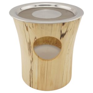 Räucherstövchen aus Holz 4-tlg. - Birke groß, mit Edelstahlsieb und Metallscheibe – Bild 1