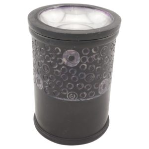 Duftlampe und Räucherstövchen aus indischem Speckstein mit Schale mit Metalleinsatz, Edelstahlsieb, Metallscheibe und Podest – Design „Ninti” – H 11 cm – Bild 4