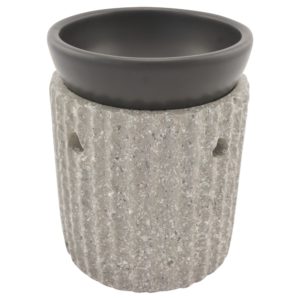 Duftlampe und Räucherstövchen Steinoptik mit Schale, Edelstahlsieb, Metallscheibe und Podest – Design „Ajala” – H 10/12,5 cm – Bild 4