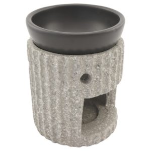 Duftlampe und Räucherstövchen Steinoptik mit Schale, Edelstahlsieb, Metallscheibe und Podest – Design „Ajala” – H 10/12,5 cm – Bild 5