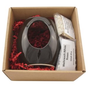 Geschenkset Räucherstövchen Keramik "Maris" mit Metallsieb, Metallscheibe und Weihrauch Oman Al-Hojari und Weihrauch Athos Rosen – Bild 1