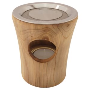 Räucherstövchen aus Holz 4-tlg. - Haselnuss klein, mit Edelstahlsieb und Metallscheibe – Bild 1