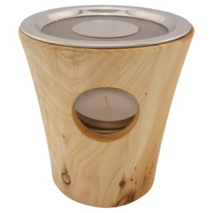 Räucherstövchen aus Holz 4-tlg. - Esche groß, mit Edelstahlsieb und Metallscheibe – Bild 1