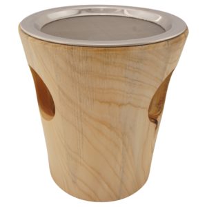 Räucherstövchen aus Holz 4-tlg. - Esche groß, mit Edelstahlsieb und Metallscheibe – Bild 2