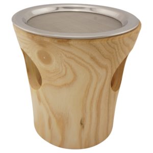 Räucherstövchen aus Holz 4-tlg. - Esche groß, mit Edelstahlsieb und Metallscheibe – Bild 2